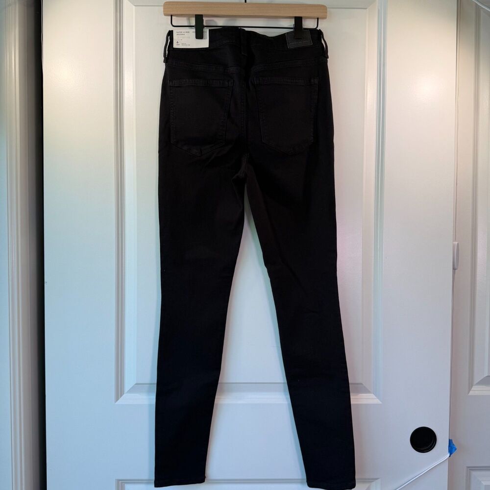 American Eagle Super Hi Rise Jegging Black Distressed Skinny Jeans Women's 6 NWT